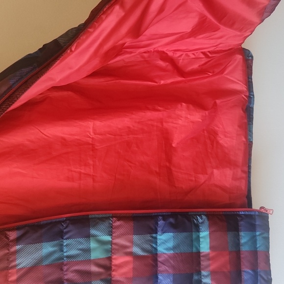 Lands End Multi Colored Plaid Down Fill Full Zip Puffer Vest Jacket, size 3x - Picture 6 of 8